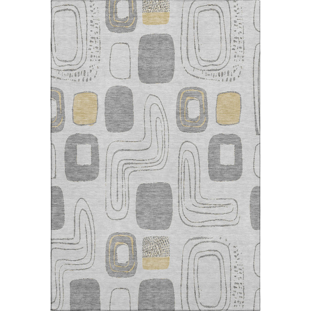 10' X 14' Gray Silver And Gold Geometric Washable Area Rug With UV Protection