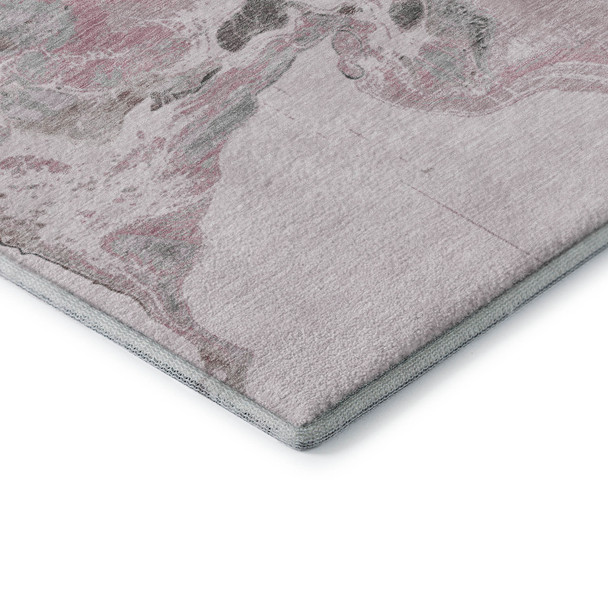 8' X 10' Pink Blue And Silver Abstract Washable Area Rug With UV Protection