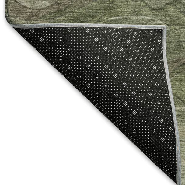 8' X 10' Green Taupe And Beige Abstract Washable Area Rug With UV Protection