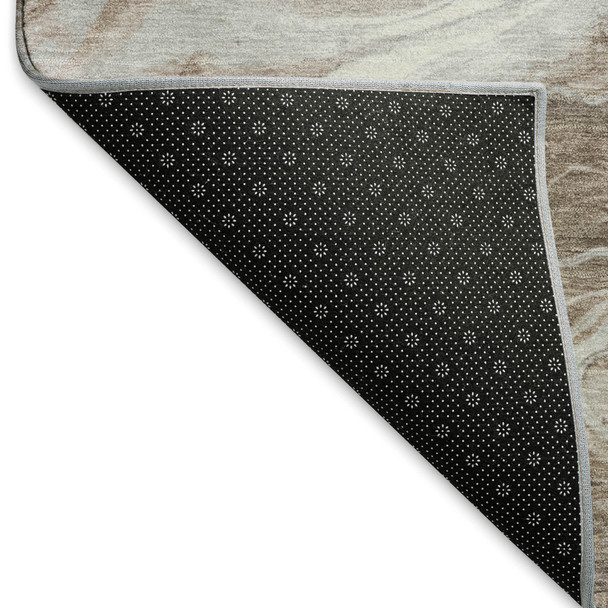 10' X 14' Taupe Brown And Ivory Abstract Washable Area Rug With UV Protection