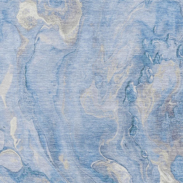 9' X 12' Blue Gray And Silver Abstract Washable Area Rug With UV Protection