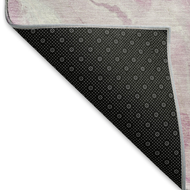5' X 8' Pink And Ivory Abstract Washable Area Rug With UV Protection