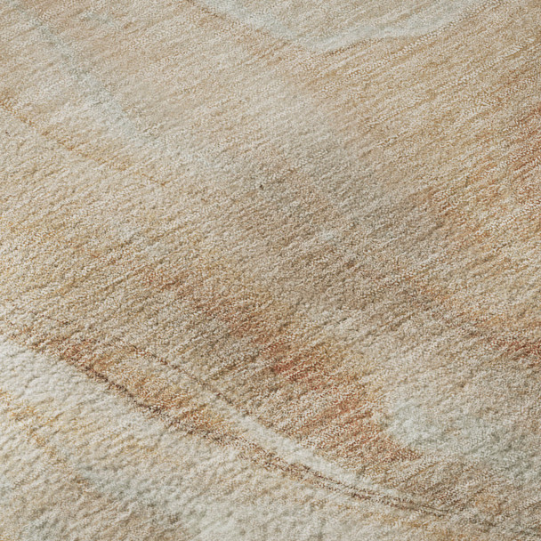 3' X 5' Salmon Gray And Ivory Abstract Washable Area Rug With UV Protection
