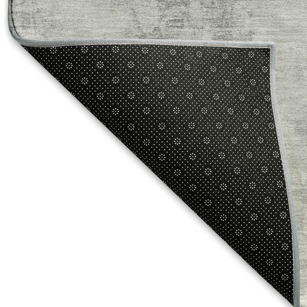 10' X 14' Gray Silver And Ivory Geometric Washable Area Rug With UV Protection