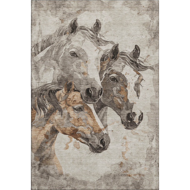 10' X 14' Beige Ivory And Gray Animal Print Washable Area Rug With UV Protection