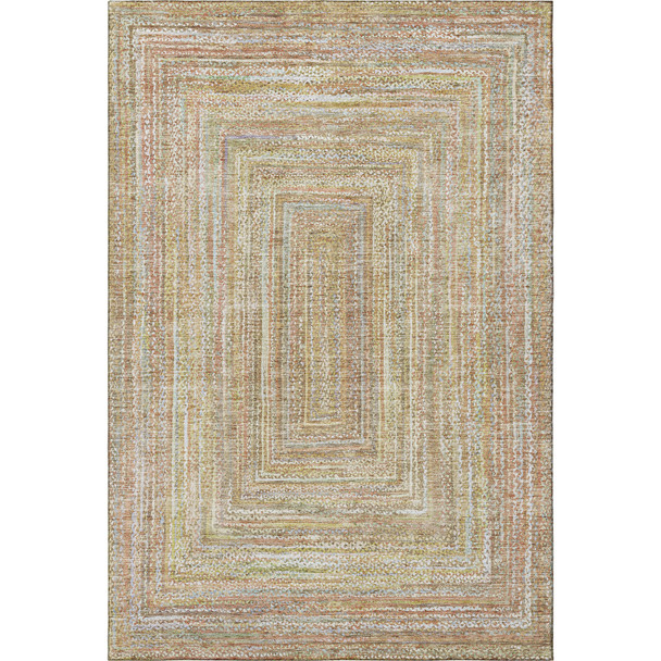 8' X 10' Tan And Beige Geometric Washable Area Rug With UV Protection