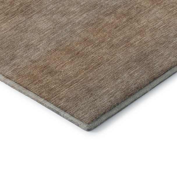 8' X 10' Beige And Brown Striped Washable Area Rug With UV Protection