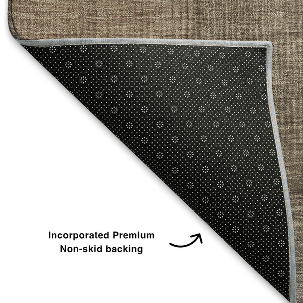 8' Blue Copper And Gray Striped Washable Round Rug With UV Protection