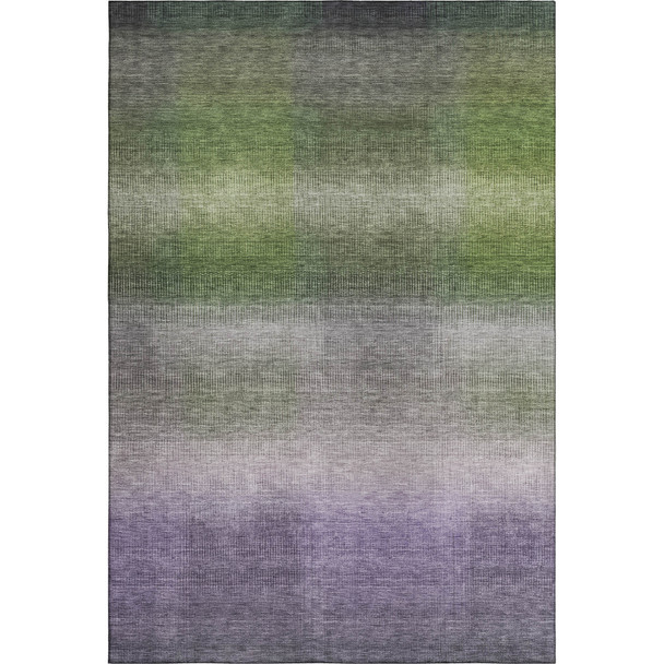 3' X 5' Olive Green Purple And Gray Striped Washable Area Rug With UV Protection