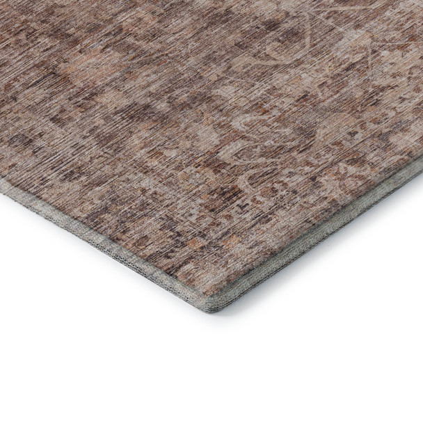 3' X 5' Rust And Beige Oriental Washable Area Rug With UV Protection