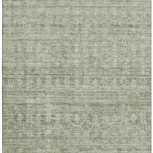 3' X 5' Sage And Beige Striped Washable Area Rug With UV Protection