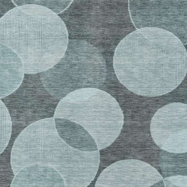 5' X 8' Teal And Sky Blue Geometric Washable Area Rug With UV Protection