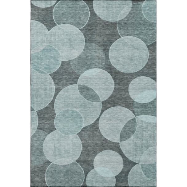 9' X 12' Teal And Sky Blue Geometric Washable Area Rug With UV Protection