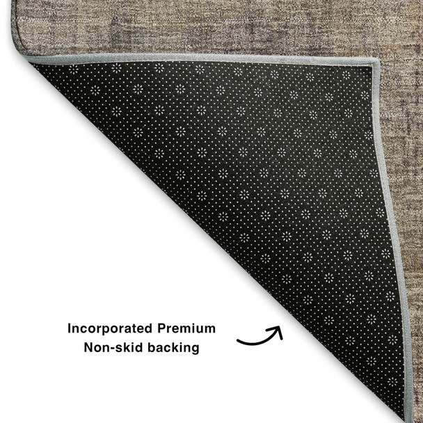 8' X 10' Taupe Gold And Copper Abstract Washable Area Rug With UV Protection