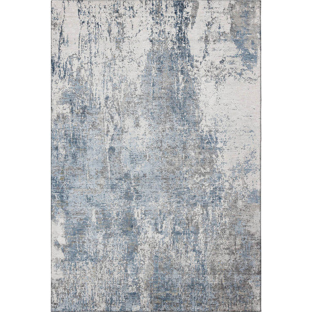 3' X 5' Blue And Ivory Abstract Washable Area Rug With UV Protection