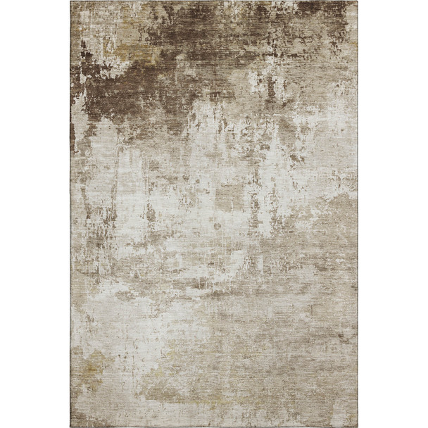10' X 14' Brown And Beige Abstract Washable Area Rug With UV Protection