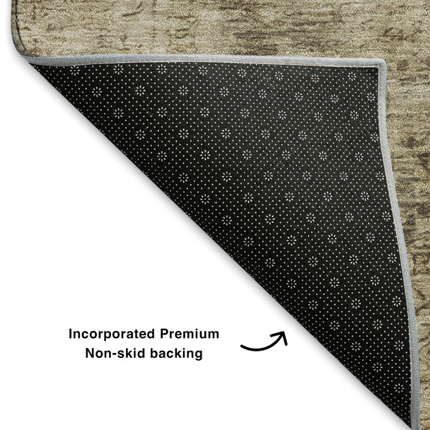 10' X 14' Brown And Beige Oriental Washable Area Rug With UV Protection