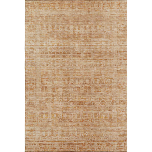 8' X 10' Coral And Peach Oriental Washable Area Rug With UV Protection