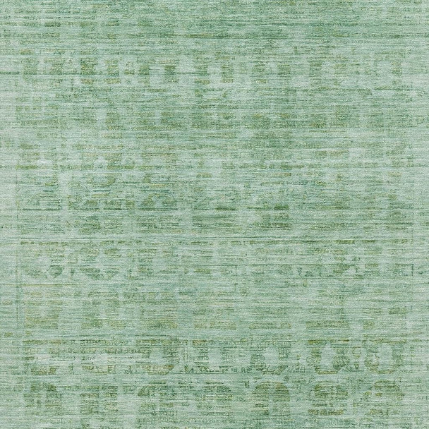 9' X 12' Teal And Pale Aqua Oriental Washable Area Rug With UV Protection