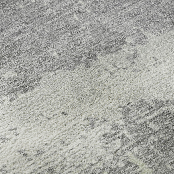 10' X 14' Artichoke Green Gray And Silver Abstract Washable Area Rug With UV Protection