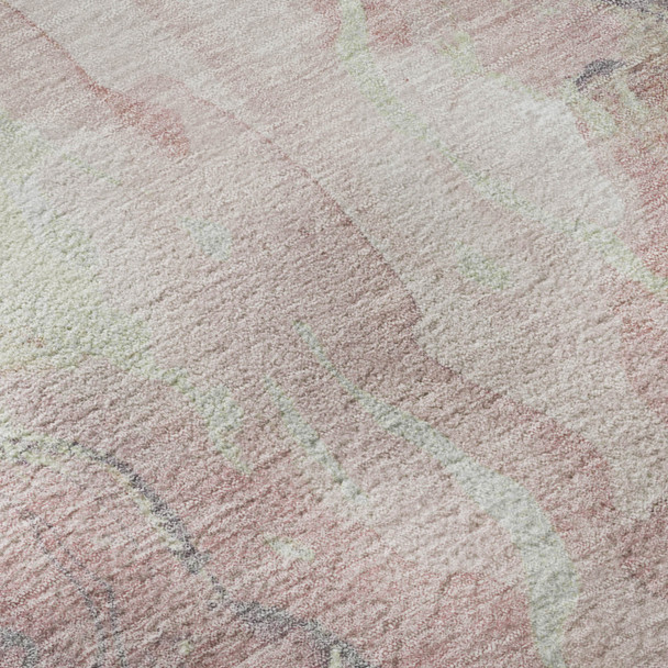 8' X 10' Pink And Beige Abstract Washable Area Rug With UV Protection