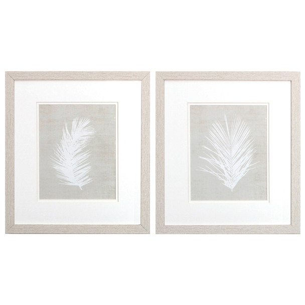 Set Of Two Palm Oasis White Framed Print Wall Art