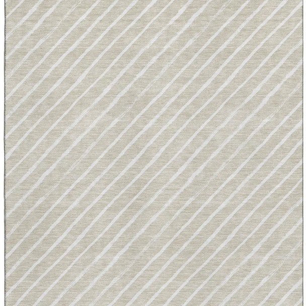 5' X 8' Beige And Ivory Abstract Geometric Washable Area Rug With UV Protection