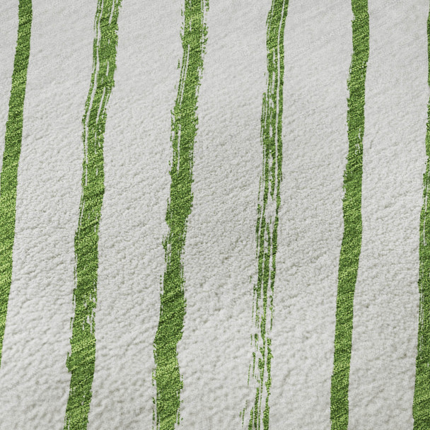 8' X 10' Green And Ivory Abstract Geometric Washable Area Rug With UV Protection