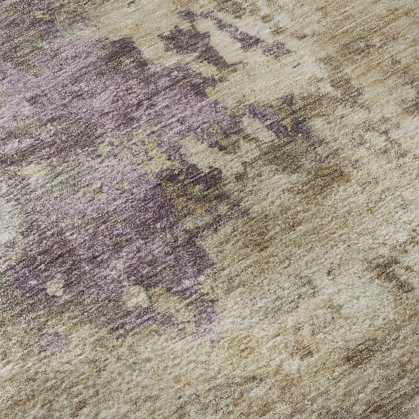 10' X 14' Beige And Purple Abstract Washable Area Rug With UV Protection