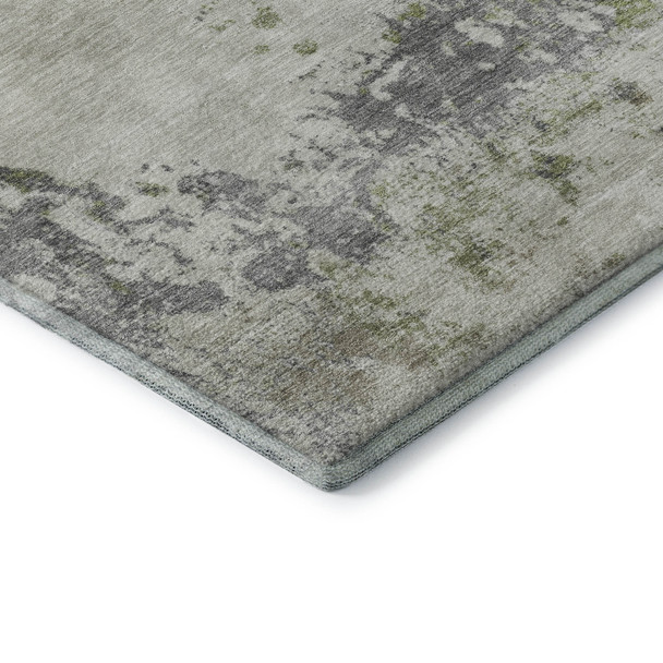 8' X 10' Linen And Gray Abstract Washable Area Rug With UV Protection