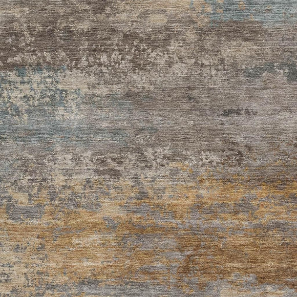3' X 5' Brown And Gray Abstract Washable Area Rug With UV Protection