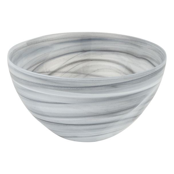 6" Gray And White Alabaster Glass Round Candy or Nut Bowl