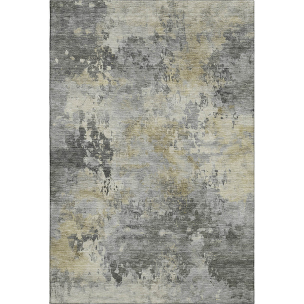 8' X 10' Pewter And Charcoal Abstract Washable Area Rug With UV Protection