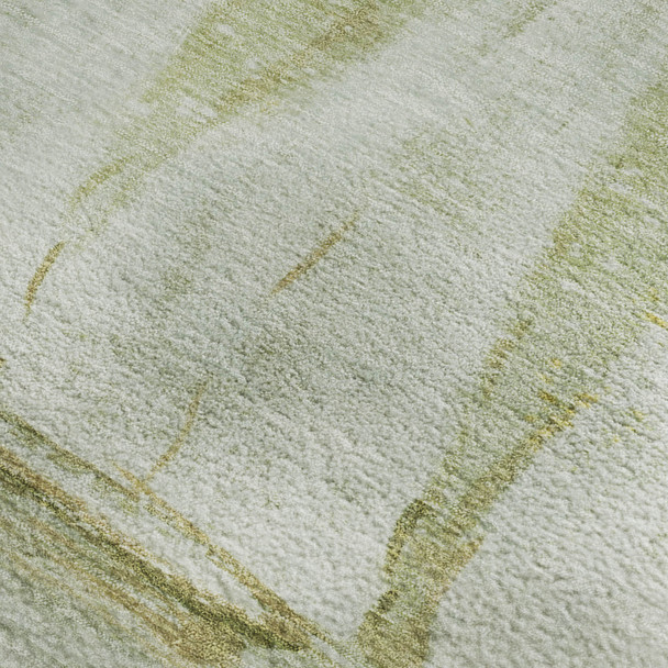 9' X 12' Green And Gold Nautical Washable Area Rug With UV Protection
