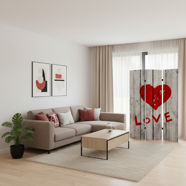 72" Brown Canvas Folding Three Panel Screen Room Divider