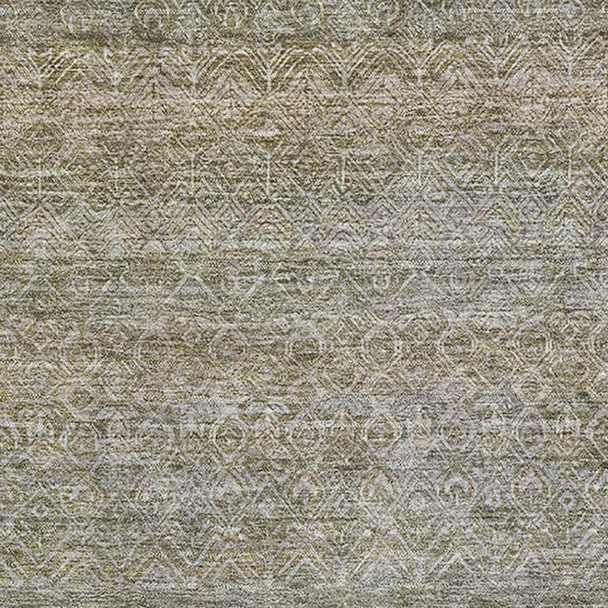 8' X 10' Khaki And Beige Striped Washable Area Rug With UV Protection