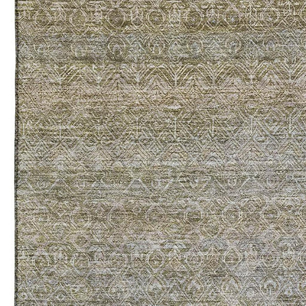 10' X 14' Khaki And Beige Striped Washable Area Rug With UV Protection