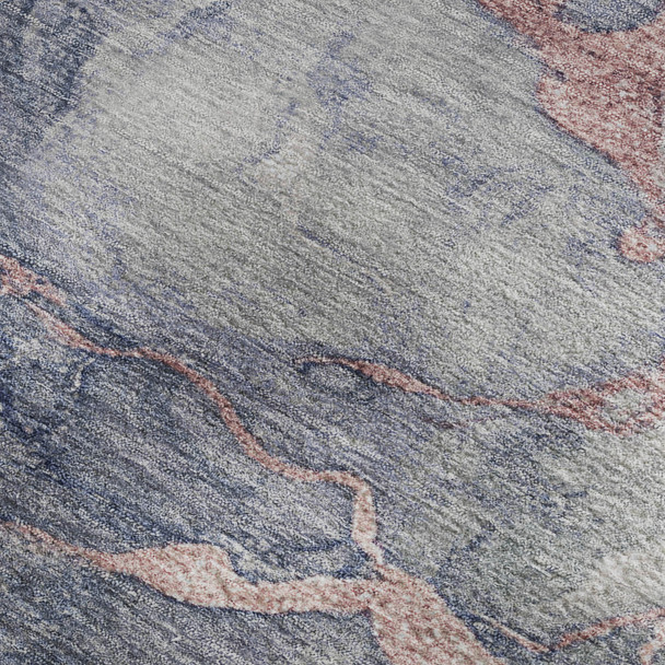 3' X 5' Blush And Gray Abstract Washable Area Rug With UV Protection