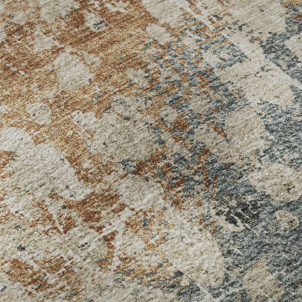 3' X 5' Light Taupe And Brown Abstract Washable Area Rug With UV Protection