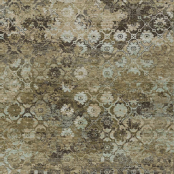 10' X 14' Khaki And Olive Green Abstract Washable Indoor Outdoor Area Rug