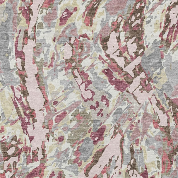 8' X 10' Blush And Pink Abstract Washable Indoor Outdoor Area Rug