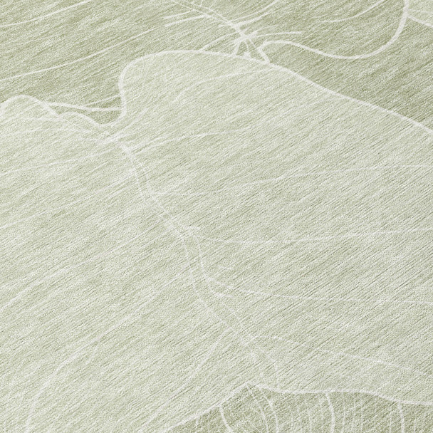 9' X 12' Green And Ivory Floral Washable Indoor Outdoor Area Rug