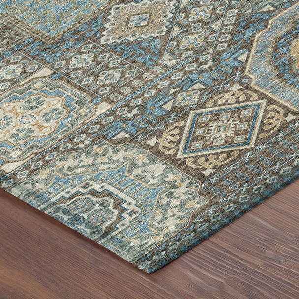 3' X 5' Chocolate And Beige Oriental Washable Indoor Outdoor Area Rug