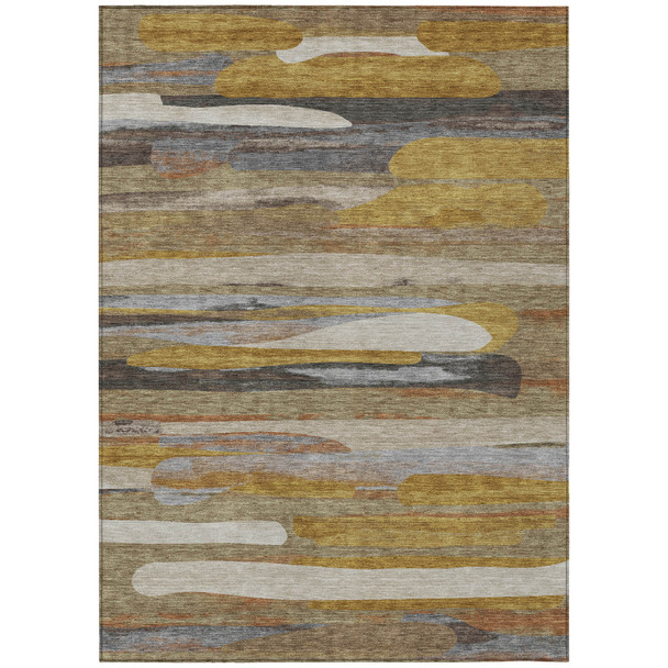10' X 14' Brown And Charcoal Abstract Washable Indoor Outdoor Area Rug