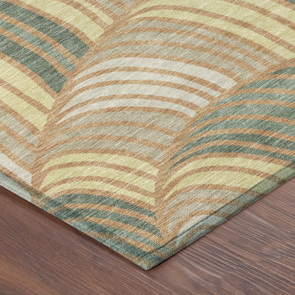 8' X 10' Copper And Green Abstract Washable Indoor Outdoor Area Rug