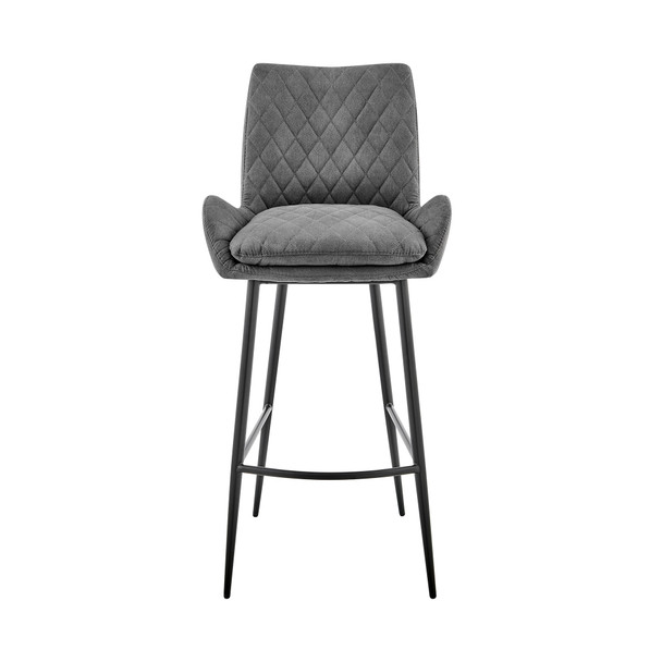 26" Charcoal And Black Iron Counter Height Bar Chair