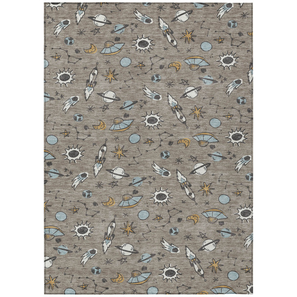 8' X 10' Taupe And Gray Animal Print Washable Indoor Outdoor Area Rug