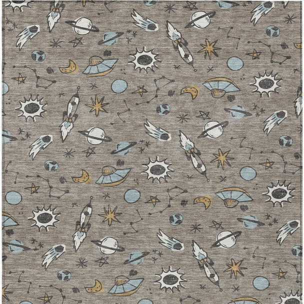 10' X 14' Taupe And Gray Animal Print Washable Indoor Outdoor Area Rug