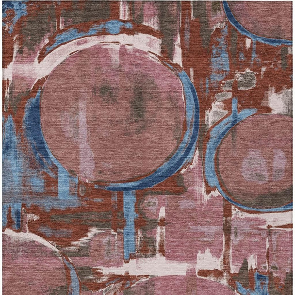 8' X 10' Merlot And Red Abstract Washable Indoor Outdoor Area Rug
