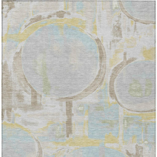 9' X 12' Silver And Gray Abstract Washable Indoor Outdoor Area Rug